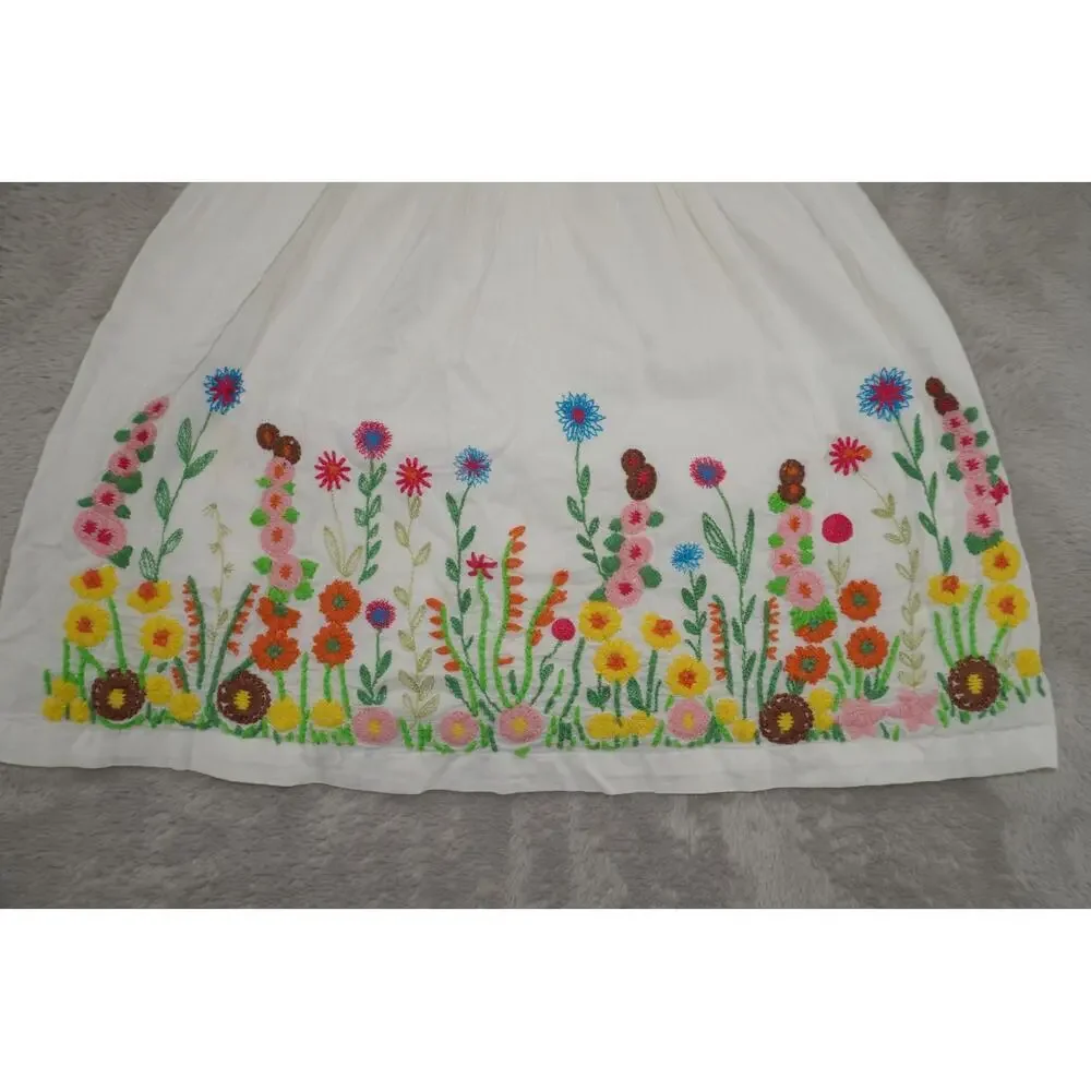 Mimi & Maggie Girls White Embroidered Floral Sundress Cottagecore Size 24M